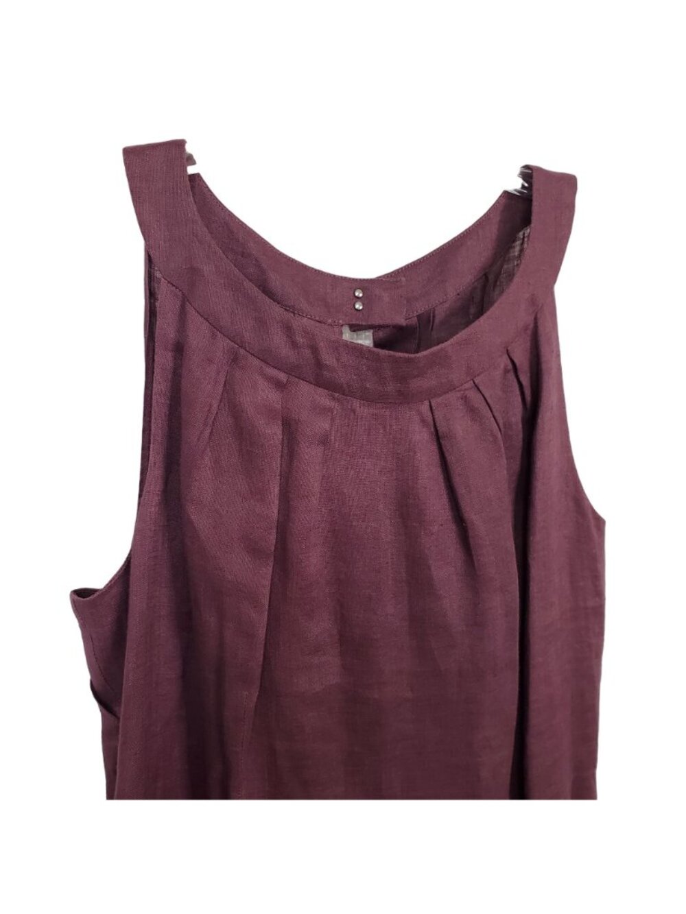 Ann Taylor Loft Size 8 Dress Linen Layered Sleeveless Lined Sheath Knee Purple - Picture 4 of 8